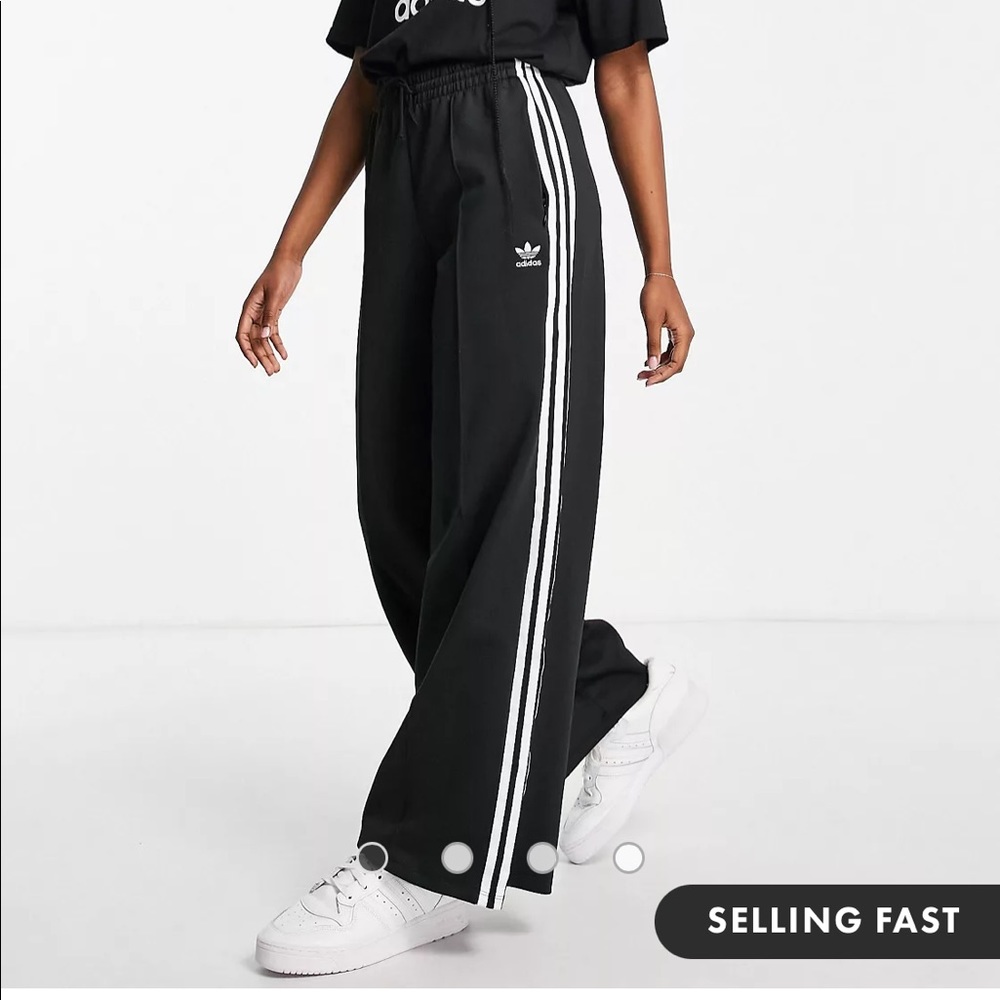 Adidas plus wide leg high rise track pant